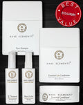An assortment of luxury hair care products from Rare Elements, including shampoo, serums, and conditioners, with packaging in white and gold colors. Offers a Best Value Sticker indicating a savings when purchasing this pre-selected bundle.